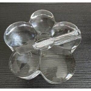 Clear Flower Shaped Hand Blown Glass Paperweight